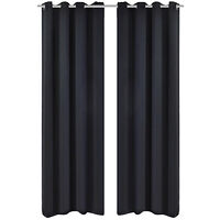 vidaXL 2-pack svarta mörkläggningsgardiner med metallringar 135 x 245 cm