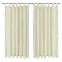 vidaXL 2-pack gardiner med öglor i gräddvit microsatin 140 x 175 cm