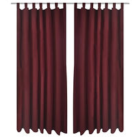 vidaXL 2-pack gardiner med öglor i vinröd microsatin 140 x 225 cm