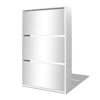 vidaXL Skoskåp med 3 lådor och spegel vit 63x17x102,5 cm