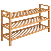 vidaXL Skohylla med 3 hyllor 100x27x60 cm massiv ek