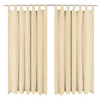vidaXL Gardiner i microsatin 2 st med öglor 140x175 cm beige