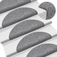 vidaXL Trappmattor självhäftande 15 st 56x17x3 cm ljusgrå halvrunda