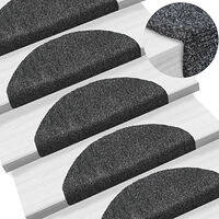 vidaXL Trappmattor självhäftande 15 st 65x21x4 cm mörkgrå halvrunda stora