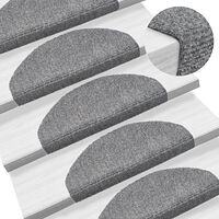 vidaXL Trappmattor självhäftande 15 st 65x21x4 cm ljusgrå halvrunda stora