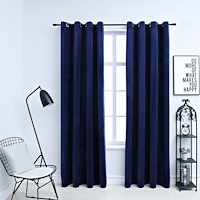 vidaXL Mörkläggningsgardiner med ringar 2 st mörkblå sammet 140x245 cm