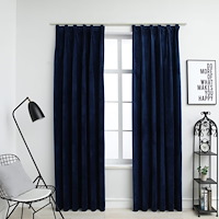 vidaXL Mörkläggningsgardiner 2 st med krokar sammet mörkblå 140x225 cm