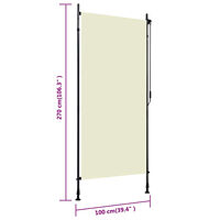vidaXL Rullgardin utomhus 100x270 cm gräddvit