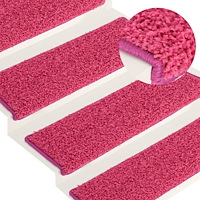 vidaXL Trappmattor 15 st 65x21x4 cm rosa rektangulär kant