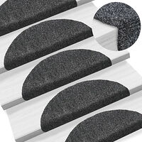 vidaXL Trappmattor självhäftande 10 st 56x17x3 cm mörkgrå halvrunda