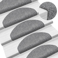 vidaXL Trappmattor självhäftande 5 st 65x21x4 cm ljusgrå halvrunda stora