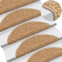 vidaXL Trappmattor 10 st 65x21x4 cm krämfärgade halvrunda stora
