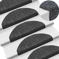 vidaXL Trappmattor självhäftande 10 st 65x21x4 cm mörkgrå halvrunda stora