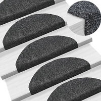 vidaXL Trappmattor självhäftande 5 st 65x21x4 cm mörkgrå halvrunda stora