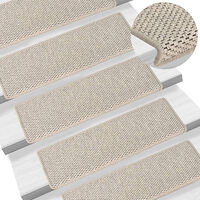 vidaXL Trappstegsmattor självhäftande sisal 15 st 65x21x4 cm silver