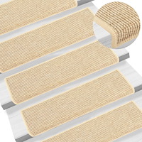 vidaXL Trappstegsmattor självhäftande sisal 15 st 65x21x4 cm ljusbeige