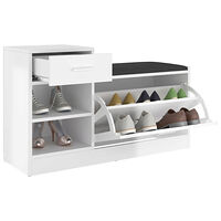 vidaXL Skobänk vit högglans 94,5x31x57 cm konstruerat trä