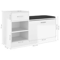 vidaXL Skobänk vit högglans 94,5x31x57 cm konstruerat trä