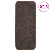 vidaXL Trappstegsmattor halkfri 15 st 60x25 cm brun rektangulär