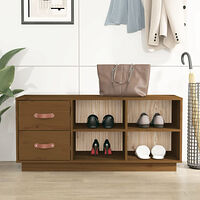 vidaXL Skobänk honungsbrun 100x34x45 cm massiv furu