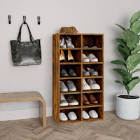 vidaXL Skohylla rökfärgad ek 54x34x100,5 cm konstruerat trä