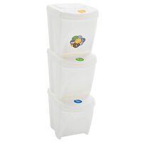 vidaXL Stapelbara soptunnor 3 st vit 75 L polypropen