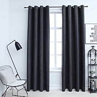 vidaXL Mörkläggningsgardiner med metallringar 2 st antracit 140x175 cm