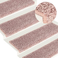 vidaXL Trappstegsmattor 15 st 65x21x4 cm vit och rosa