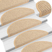 vidaXL Trappstegsmattor självhäftande sisal 15 st 56x17x3 cm ljusbeige