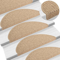 vidaXL Trappstegsmattor självhäftande sisal 15 st 65x21x4 cm sand