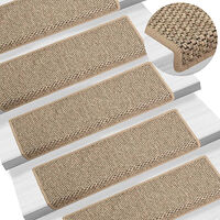 vidaXL Trappstegsmattor självhäftande sisal 15 st 65x21x4 cm mörkbeige