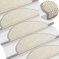 vidaXL Trappstegsmattor självhäftande sisal 15 st 65x21x4 cm gråvit