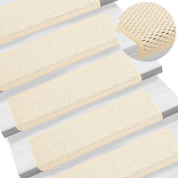 vidaXL Trappstegsmattor självhäftande sisal 15 st 65x21x4 cm naturvit