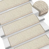vidaXL Trappstegsmattor självhäftande sisal 15 st 65x21x4 cm platina