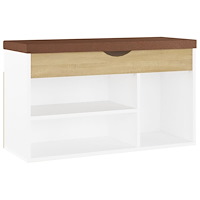 vidaXL Skobänk med dyna vit och sonoma-ek 80x30x47 cm konstruerat trä