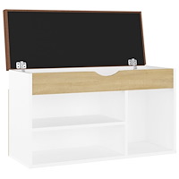 vidaXL Skobänk med dyna vit och sonoma-ek 80x30x47 cm konstruerat trä