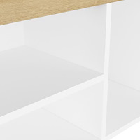 vidaXL Skobänk med dyna vit och sonoma-ek 80x30x47 cm konstruerat trä