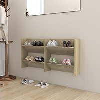 vidaXL Väggmonterat skoställ 2 st sonoma-ek 60x18x60cm konstruerat trä