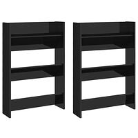 vidaXL Väggmonterat skoställ 2st svart högglans 60x18x9 cm konstr. trä