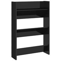 vidaXL Väggmonterat skoställ 2st svart högglans 60x18x9 cm konstr. trä