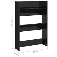 vidaXL Väggmonterat skoställ 2st svart högglans 60x18x9 cm konstr. trä
