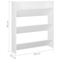 vidaXL Väggmonterat skoställ vit 80x18x90 cm konstruerat trä