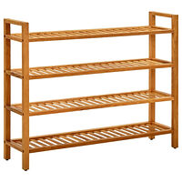 vidaXL Skohylla med 4 hyllor 100x27x80 cm massiv ek