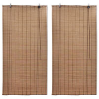 vidaXL Rullgardin bambu 2 st 120 x 220 cm brun