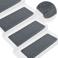 vidaXL Trappstegsmattor självhäftande 15 st 65x24,5x3,5 cm grå