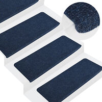 vidaXL Trappstegsmattor självhäftande 15 st 65x24,5x3,5 cm blå