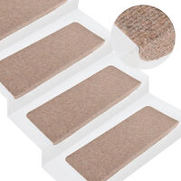 vidaXL Trappstegsmattor självhäftande 15 st 65x24,5x3,5 cm beige
