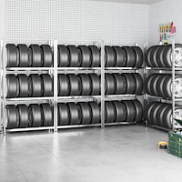 vidaXL Däckställ 3 hyllplan silver 4 st 110x40x200 cm stål