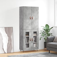 vidaXL Högskåp betonggrå 69,5x34x180 cm konstruerat trä