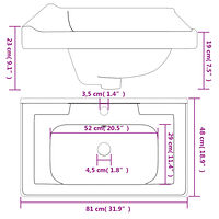 vidaXL Handfat vit 81x48x23 cm rektangulärt keramik
